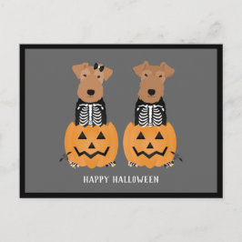 Welsh Terrier Halloween Skeleton Helg Vykort