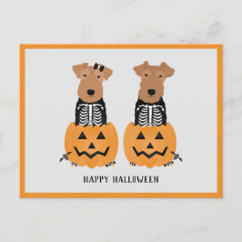 Welsh Terrier Halloween Skeleton Helg Vykort