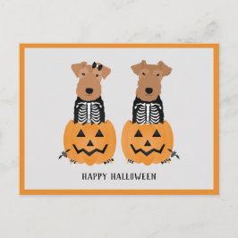 Welsh Terrier Halloween Skeleton Helg Vykort