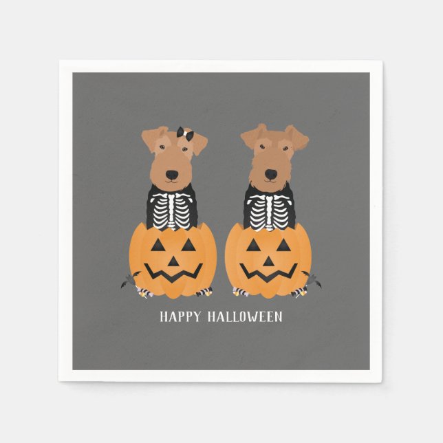 Welsh Terrier Halloween Skeleton Pappersservett (Framsidan)