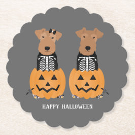 Welsh Terrier Halloween-skelett Underlägg Papper