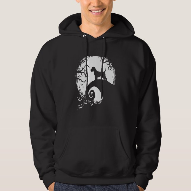 Welsh Terrier Halloween Under Månljus Kuslig Hoodie (Framsida)