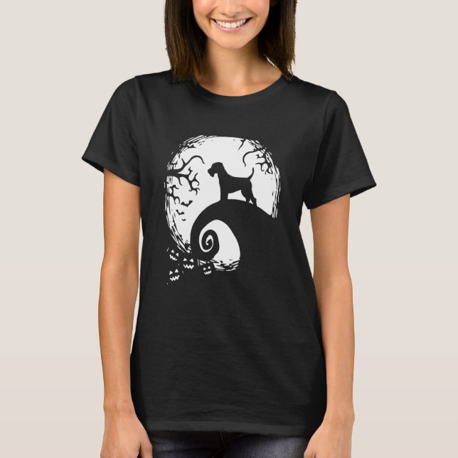 Welsh Terrier Halloween Under Månljus Kuslig T Shirt (Framsida)