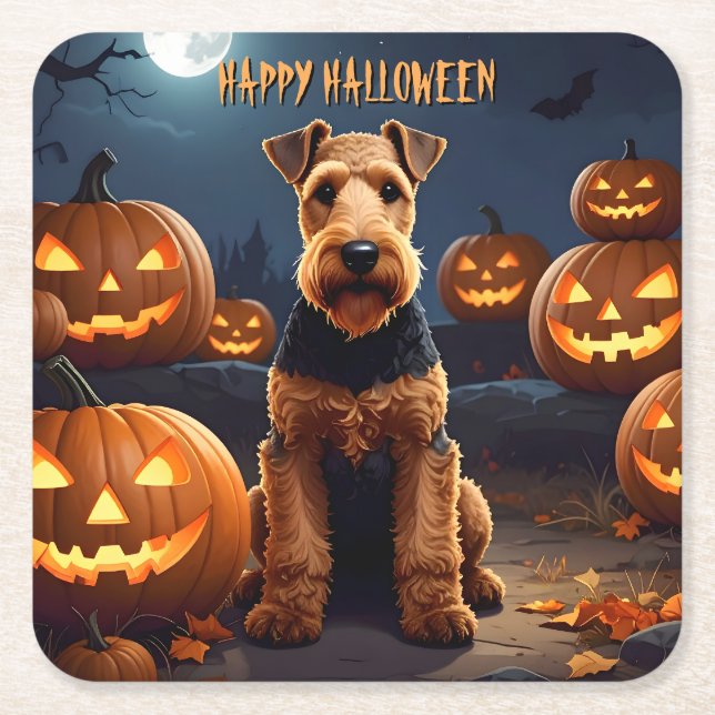 Welsh Terrier Halloween Underlägg Papper Kvadrat (Framsidan)