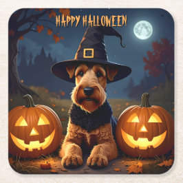 Welsh Terrier Halloween Underlägg Papper Kvadrat