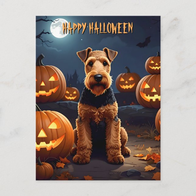Welsh Terrier Halloween Vykort (Framsida)