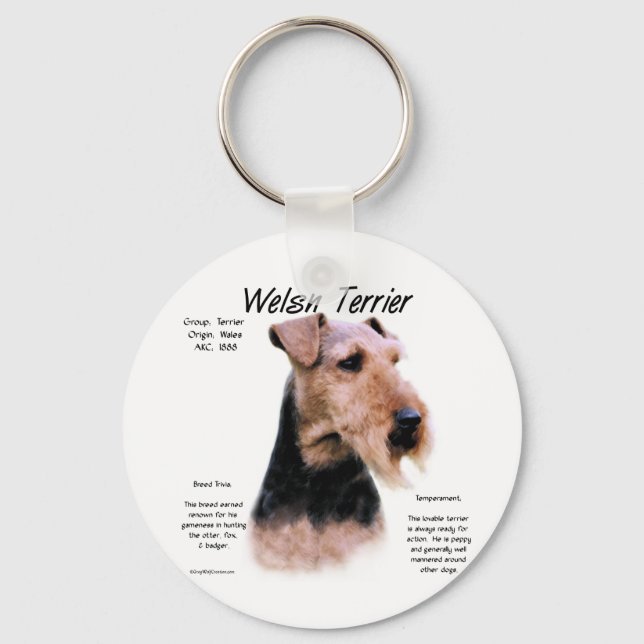 Welsh Terrier History; Om Welsh Terriers Nyckelring (Framsida)