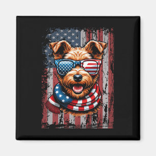 Welsh Terrier Hund älskare US Flagga 4 juli Patrio Magnet