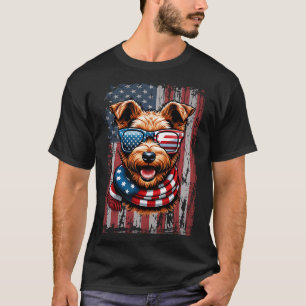 Welsh Terrier Hund älskare US Flagga 4 juli Patrio T Shirt