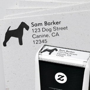 Welsh Terrier Hund aveln Silhouette Returadress Självfärgande Stämpel