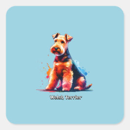 Welsh Terrier Hund Fyrkantigt Klistermärke