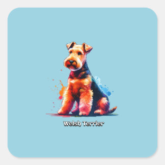 Welsh Terrier Hund Fyrkantigt Klistermärke