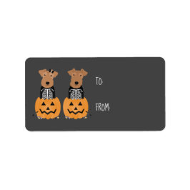 Welsh Terrier Hund Halloween Skeleton Costume Adressetikett