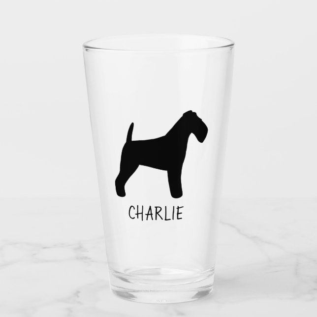 Welsh Terrier Hund Silhouette Welshie Personlig Glaskopp (Framsida)