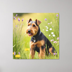 Welsh Terrier i Wildblomskugga Canvastryck