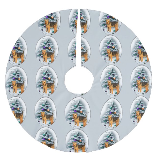 Welsh Terrier-jul Julgransmatta Borstad Polyester (Framsidan)