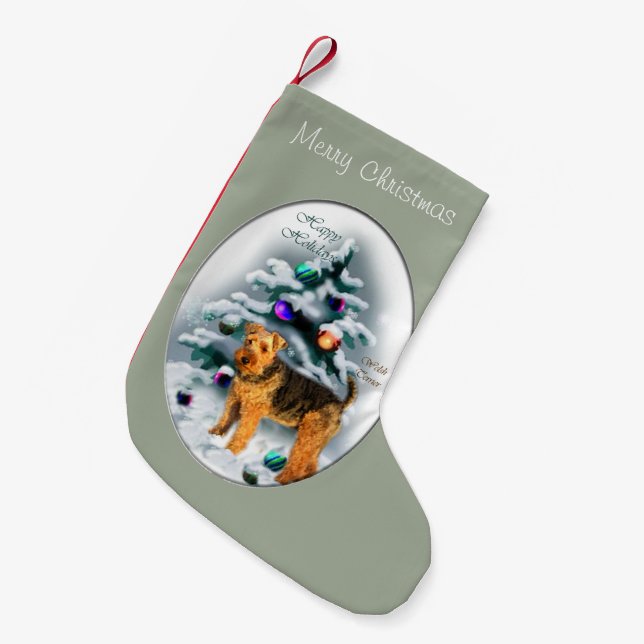 Welsh Terrier-jul Liten Julstrumpa (Framsidan (Hängande))