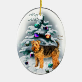 Welsh Terrier-julgåvor Julgransprydnad Keramik