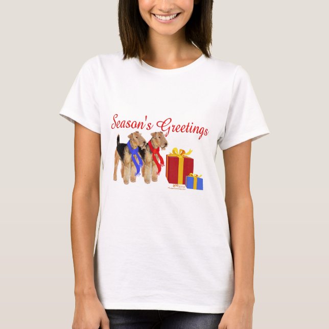 Welsh Terrier Julhälsningar T Shirt (Framsida)