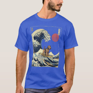 Welsh Terrier Kanagawa Japansk Surfing Våg T Shirt