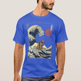 Welsh Terrier Kanagawa Japansk Surfing Våg T Shirt
