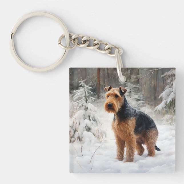 Welsh Terrier Låt Det Snö Jul  (Framsidan)
