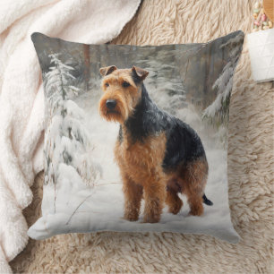 Welsh Terrier Låt Det Snö Jul Kudde