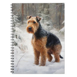 Welsh Terrier Låt Det Snöa Jul Anteckningsbok