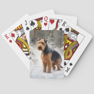 Welsh Terrier Låt det snöa Jul Casinokort