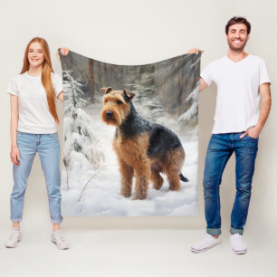Welsh Terrier Låt Det Snöa Jul Fleecefilt