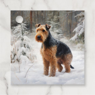 Welsh Terrier Låt det snöa jul Gåvor Etiketter