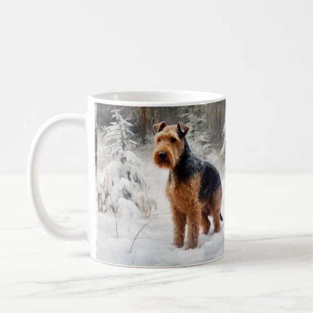 Welsh Terrier Låt det snöa jul Kaffemugg (Vänster)
