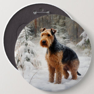 Welsh Terrier Låt det snöa jul Knapp