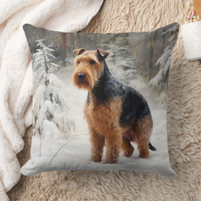 Welsh Terrier Låt det snöa jul Kudde (Filt)