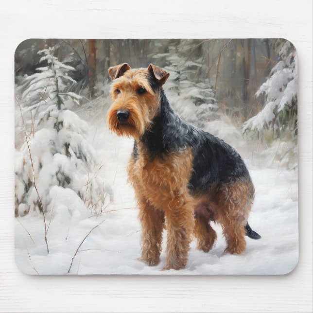 Welsh Terrier Låt det snöa jul Musmatta (Framsidan)