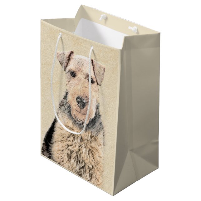 Welsh Terrier-målning - Cute Original Hund Art (Framsidan Vinklad)