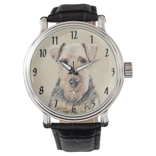 Welsh Terrier-målning - Cute Original Hund Art Armbandsur (Framsida)
