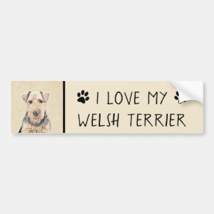 Welsh Terrier-målning - Cute Original Hund Art Bildekal