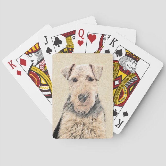 Welsh Terrier-målning - Cute Original Hund Art Casinokort (Baksidan)