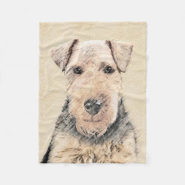Welsh Terrier-målning - Cute Original Hund Art Fleecefilt (Framsidan)