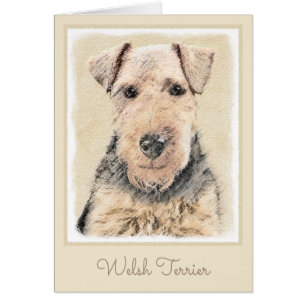 Welsh Terrier-målning - Cute Original Hund Art Hälsningskort