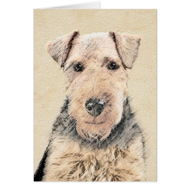 Welsh Terrier-målning - Cute Original Hund Art Hälsningskort (Framsidan)