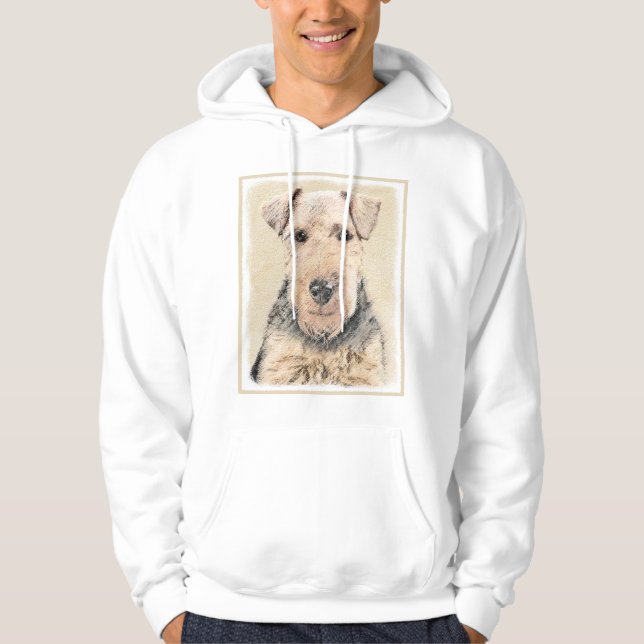 Welsh Terrier-målning - Cute Original Hund Art Hoodie (Framsida)