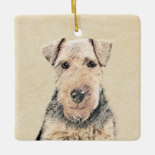 Welsh Terrier-målning - Cute Original Hund Art Julgransprydnad Keramik