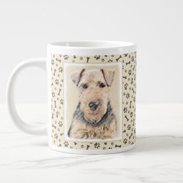Welsh Terrier-målning - Cute Original Hund Art Jumbo Mugg (Vänster)