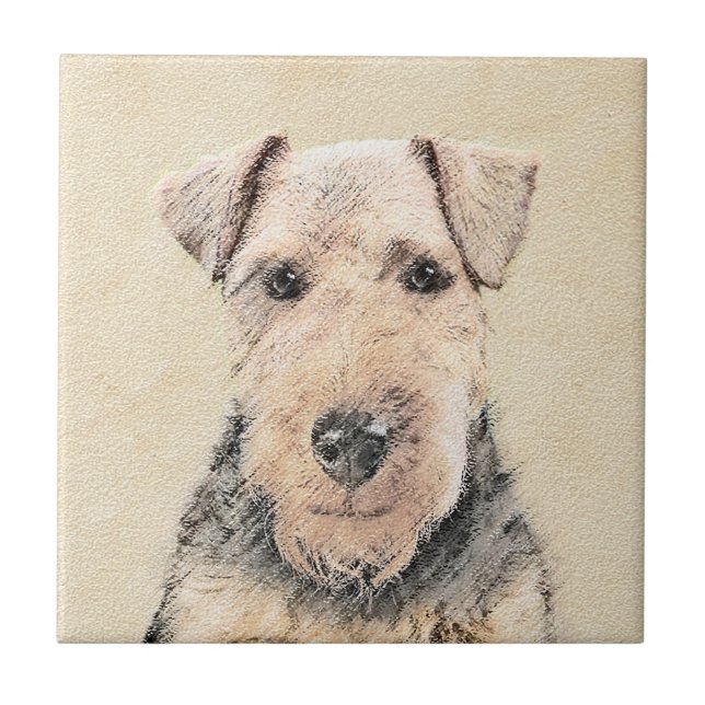 Welsh Terrier-målning - Cute Original Hund Art Kakelplatta (Framsidan)