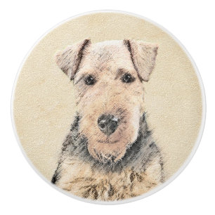 Welsh Terrier-målning - Cute Original Hund Art Knopp
