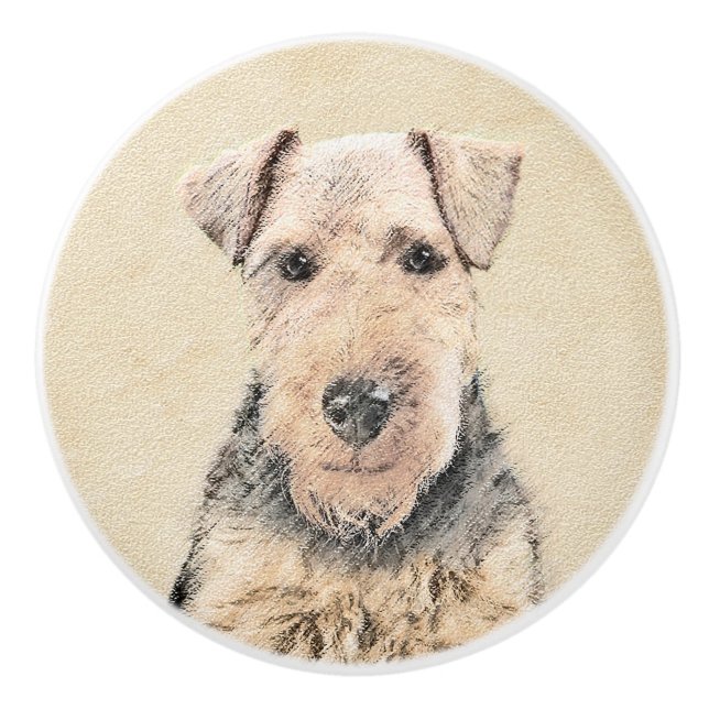 Welsh Terrier-målning - Cute Original Hund Art Knopp (Framsidan)