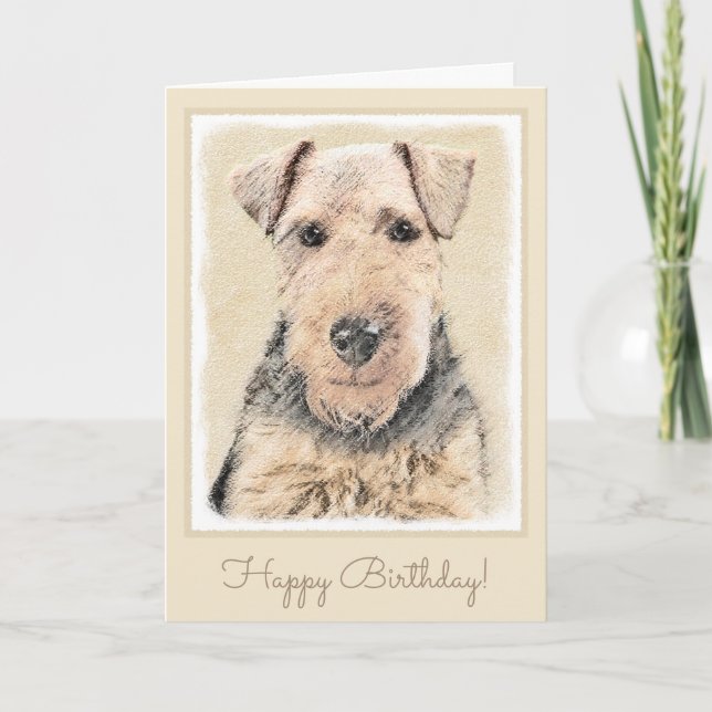 Welsh Terrier-målning - Cute Original Hund Art Kort (Framsida)