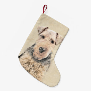 Welsh Terrier-målning - Cute Original Hund Art Liten Julstrumpa